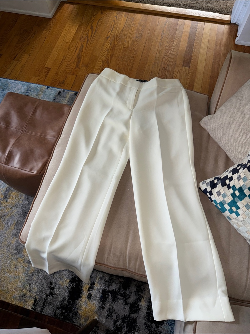 Talbots Cream Wide-Leg Dress Trousers